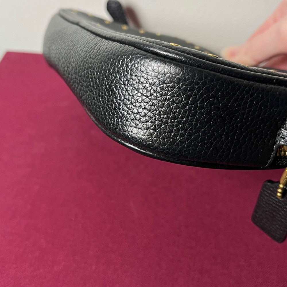 COACH Sadie Border BRDR Rivet Clutch Black Pebble Leather Crossbody *No Strap* - Picture 8 of 15